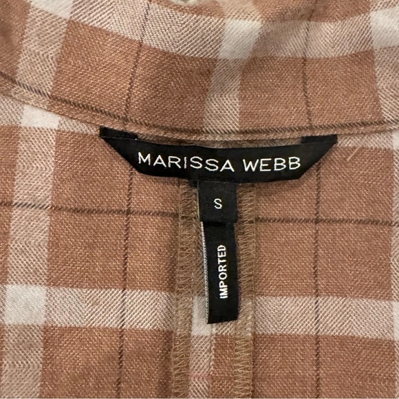 Marissa Webb Mia Lightweight Flannel Wrap Top Revolve Tan Plaid Size Small NWOT - Picture 7 of 11